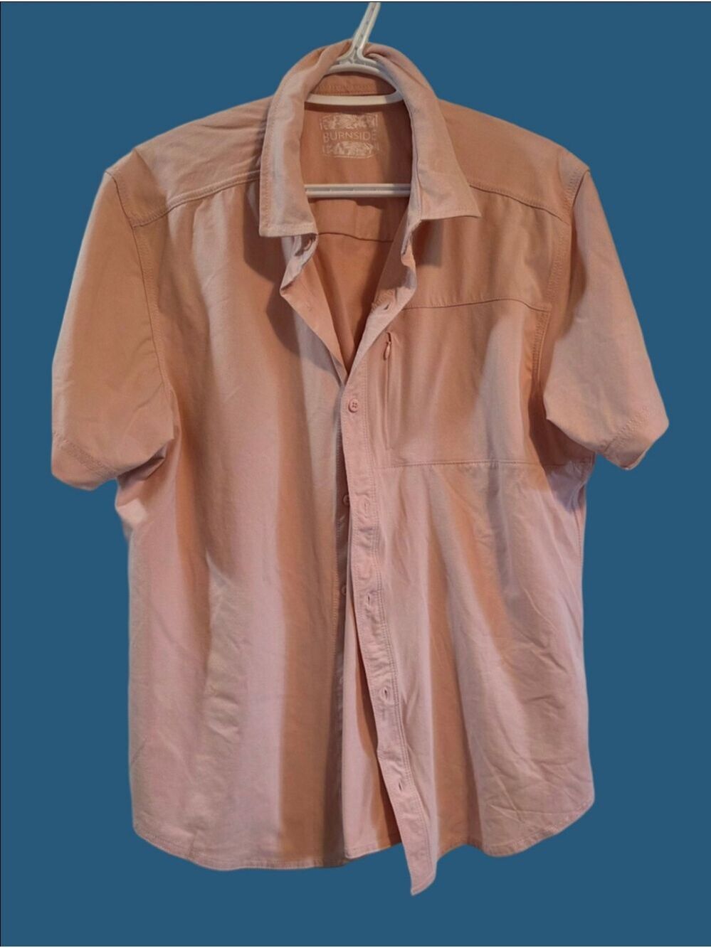 4/$67 Deal! Burnside Men's Short Sleeve Button-Up Shirt in Salmon Pink
